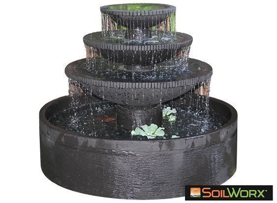 Aqua Falls Solar Fountain - Grey